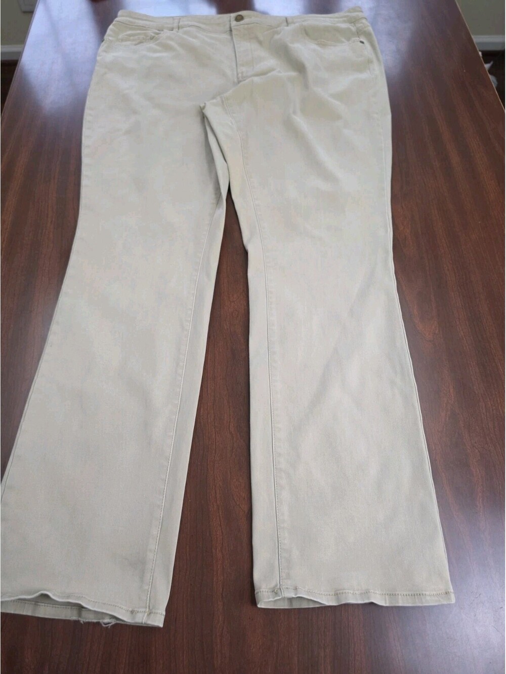 Coldwater Creek Size 18 Khaki Tan Natural Fit Stretch Wide Leg Pants Casual Chic